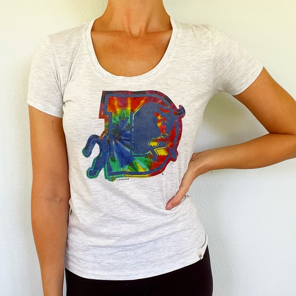 47 Brand Durham Bulls rainbow tie dye cotton logo tee size XS